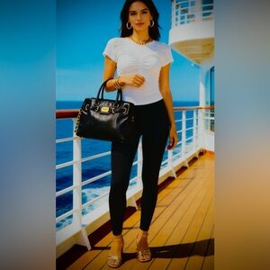 MICHAEL Michael Kors Black Phyton Effect Leather East West Hamilton EX COND